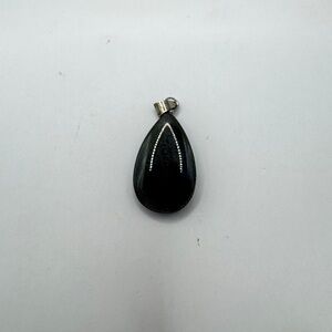 Vintage Sterling Silver Teardrop Gold Sheen Obsidian Pendant